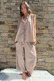 Arbi Gingham Y Blouse Hazelnut